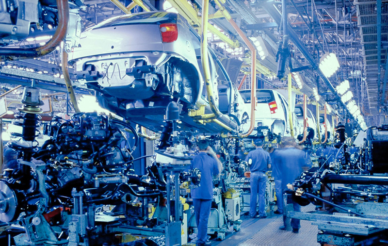 Production line on a car factory