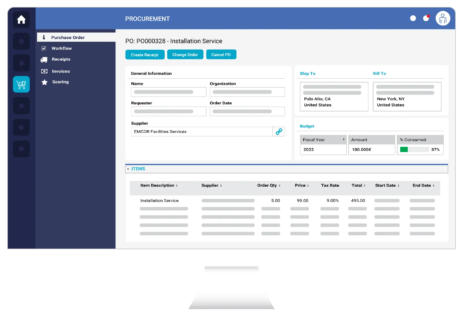 Screenshot – Procurement - Purchase Orders