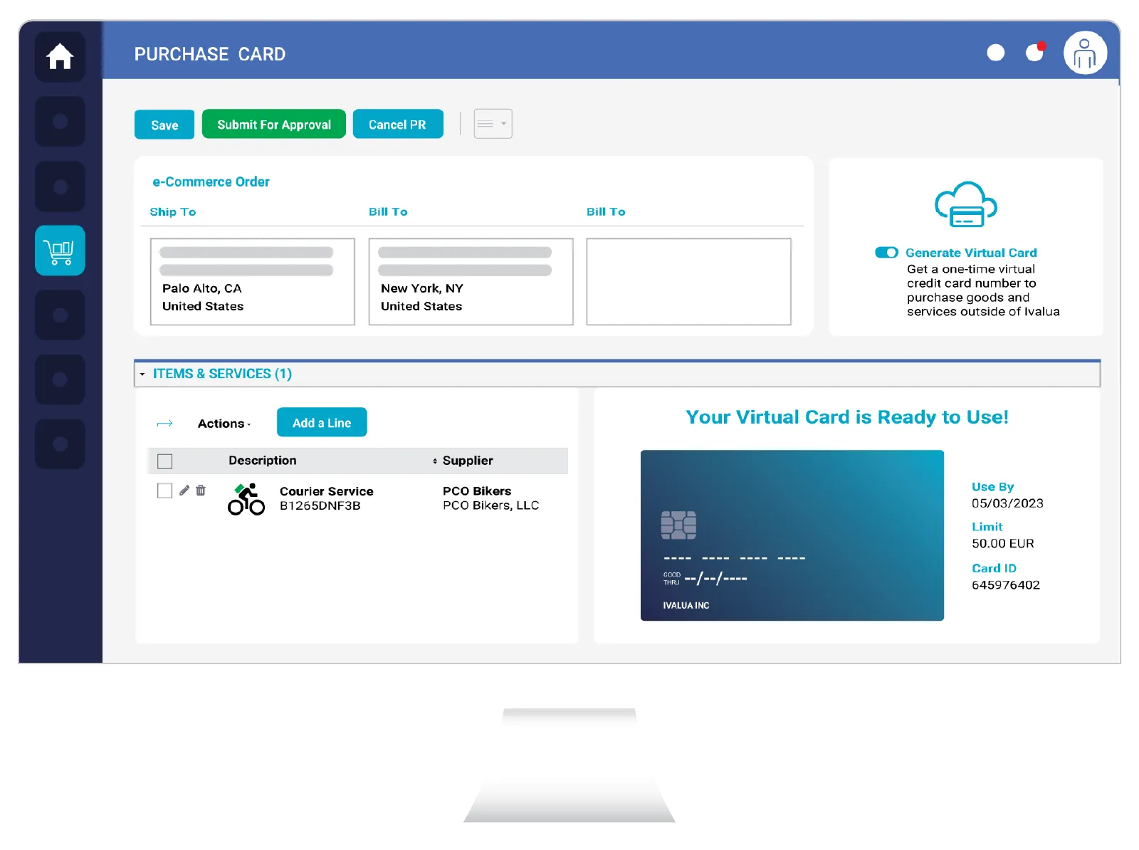 Screenshot - Payment Cards - Purchase Card